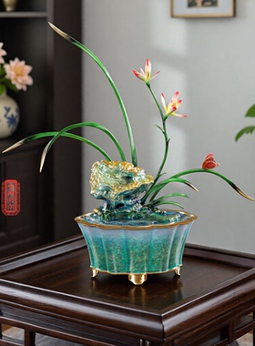 《义结金兰》兰花铜摆件送朋友礼