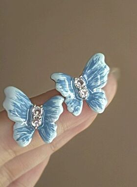 银针滴油花朵几何耳环女夏季新款百搭耳钉轻奢高级感耳饰