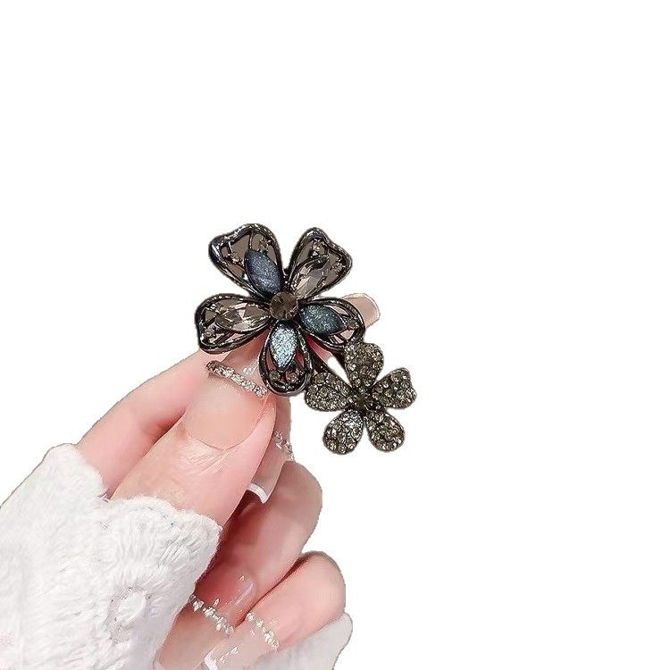 新款水钻琉璃花朵发夹女气质侧边刘海夹高级感发卡碎发鸭嘴夹头饰,淘宝优惠券,粉丝福利购,淘宝优惠卷
