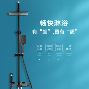 箭牌卫浴淋浴花洒套装家用卫生间黑色增压淋雨喷头恒温沐浴器明装