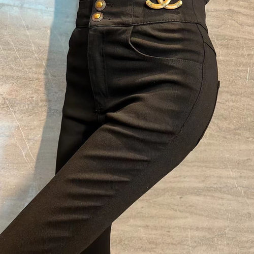 MJ欧货加绒打底裤女外穿秋冬新款高腰弹力黑色紧身小脚小黑长裤潮 - 图2