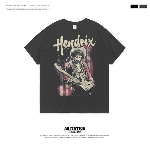 欧美潮牌t恤短袖男女ins潮半袖联名吉米亨德里克斯Jimi Hendrix - 图0