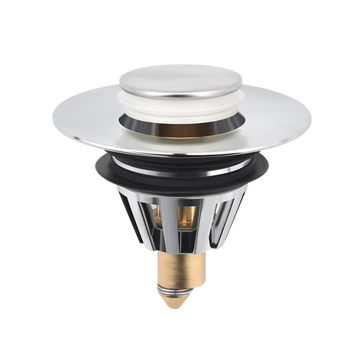 洗手盆面盆塞子下水器弹跳芯洗脸盆按压式过滤不锈钢防臭地漏通用 - 图3