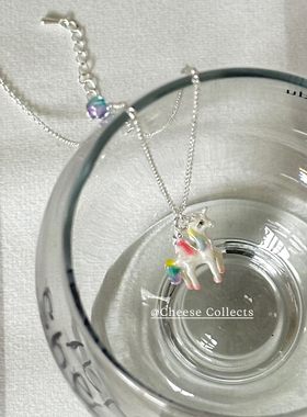 奶酪cheese 多巴胺串珠翅膀小白马项链 叠戴仙气感锁骨链 氛围感