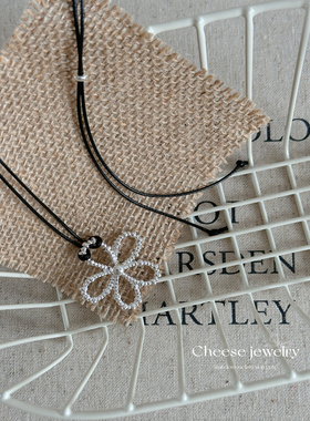 奶酪cheese 欧尼同款 黑绳花朵项链 经典百搭 一键氛围感点缀单品