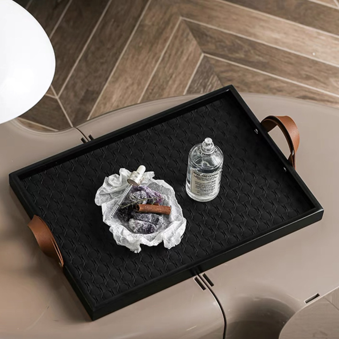 高级感轻奢皮革玄关钥匙收纳盒首饰化妆护肤品酒店香薰茶整理托盘,淘宝优惠券,粉丝福利购,淘宝优惠卷