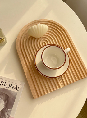 苏实木榉木拍摄道具摆件玄关托盘