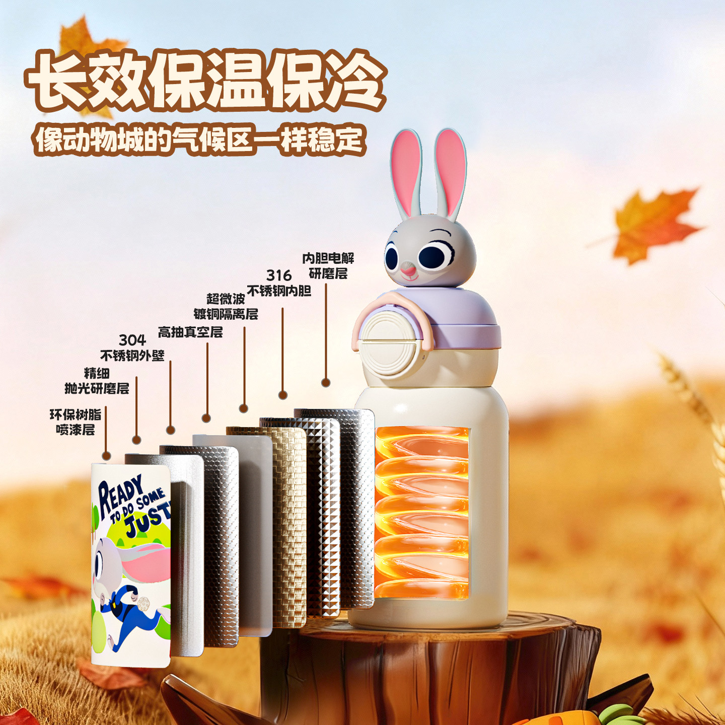 GERM格米疯狂动物城联名朱迪尼克儿童保温杯上学专用新年礼物J,淘宝优惠券,粉丝福利购,淘宝优惠卷