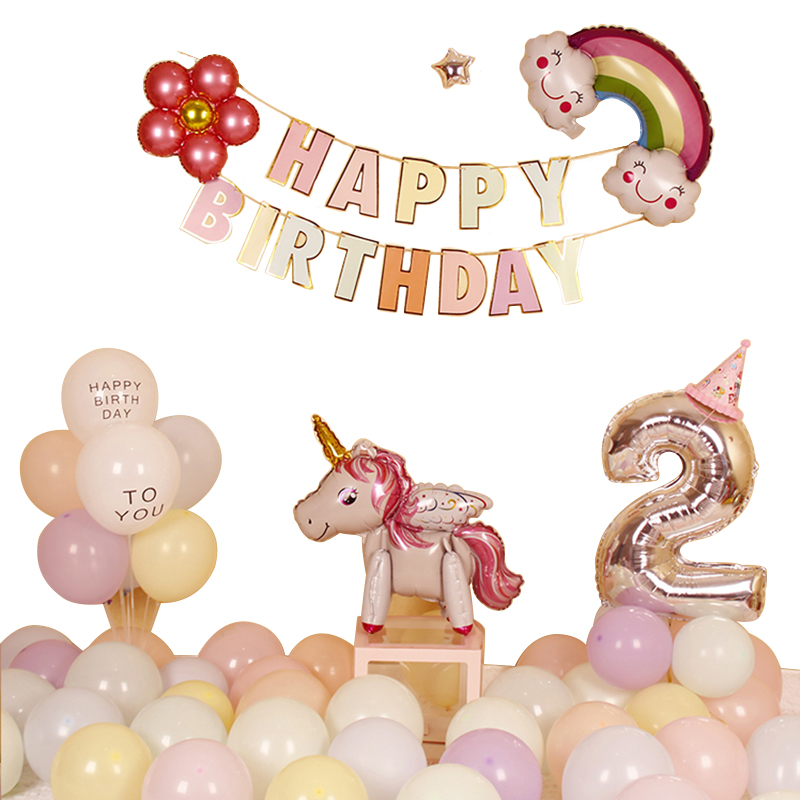宝宝生日快乐kt猫气球装饰儿童1周岁hello kitty主题派对布置背景-图3