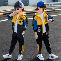 Boy suit 2023 Spring loaded with new children CUHK Casual Jacket Spring Autumn Money sports clothes handsome 2 sets