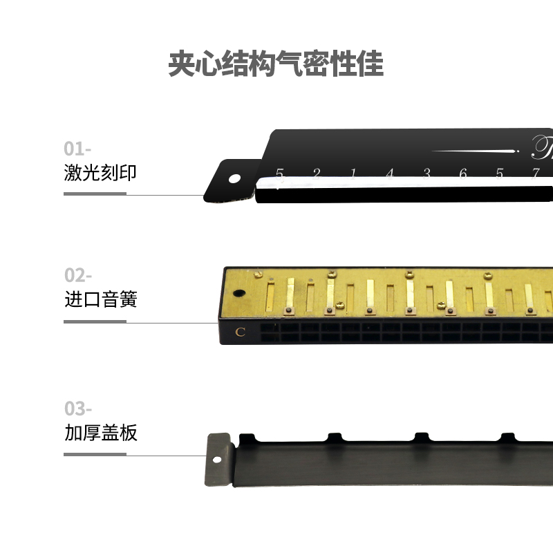 奇美奥创专卖店奇美口琴儿童初学者学生成人高级24孔复音c调专业入门演奏级乐器2