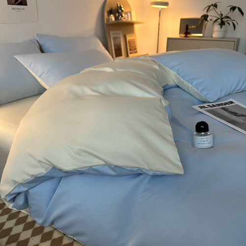 冰丝四件套学生宿舍床单夏季床笠轻奢简约被套高档床品2m被罩代发 - 图2