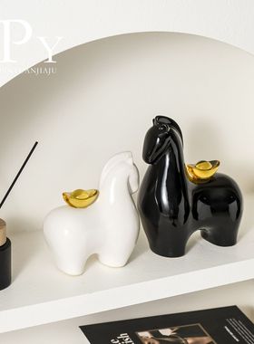 代发马上有钱招财陶瓷摆件跨境玄关家居电视柜客厅酒柜装饰品摆件