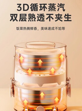 小熊电加热饭盒自热蒸饭保温蒸煮饭盒可插电家用上班族带饭神器