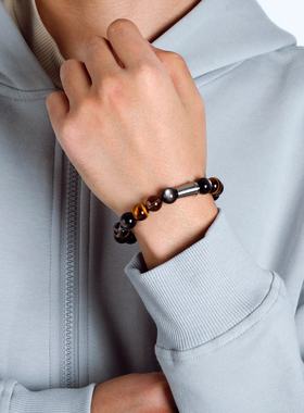 咖啡时光闪电纹虎眼石多宝手链