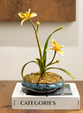 柏梵新中式花开富贵珐琅彩摆件