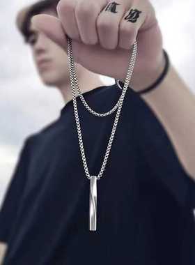 嘻哈阳光帅气太钢长款项链男时尚吊坠校园百搭可爱生日礼