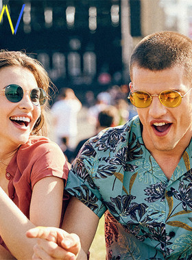 覆古椭圆形太阳镜，男人