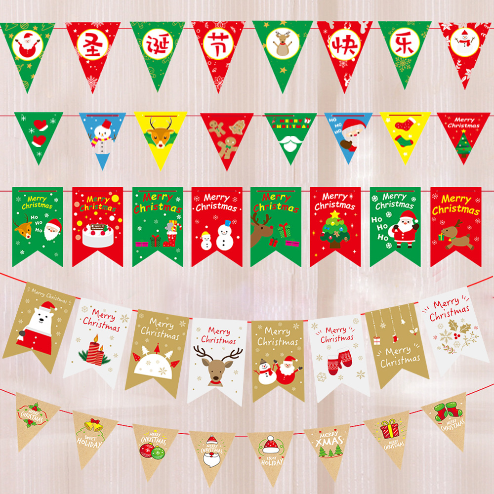 Christmas decorations mall store ceilings hang flags banner - 图1