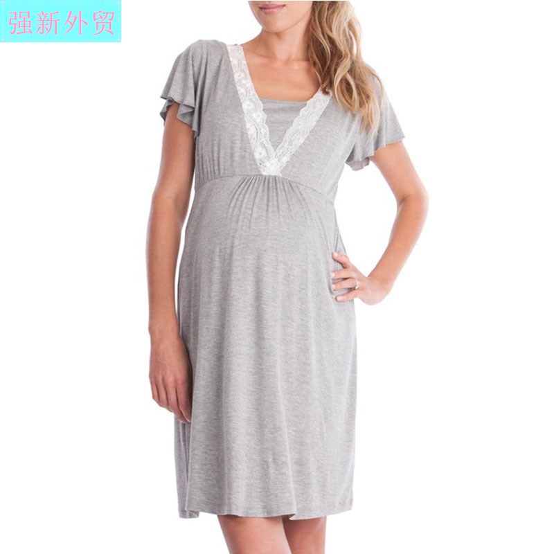 Women Pregnancy maternity Sleepwear Nursing Pregnant Dress - 图2