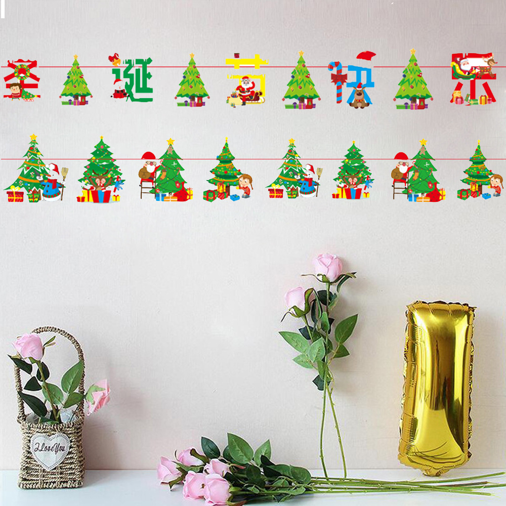 Christmas decorations mall store ceilings hang flags banner - 图3