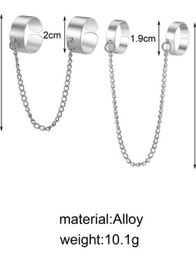欧美个性蹦迪链条组合戒指朋克范