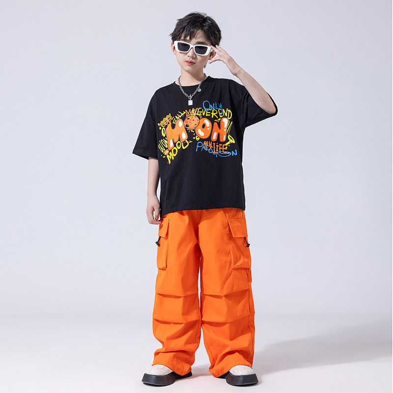 街舞儿童潮服演出服男童套装hiphop童装嘻哈T恤女架子鼓爵士舞夏,淘宝优惠券,粉丝福利购,淘宝优惠卷