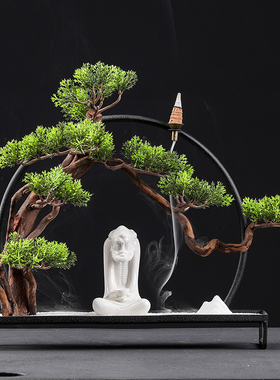 新中式风迎客松绿植盆景装饰品