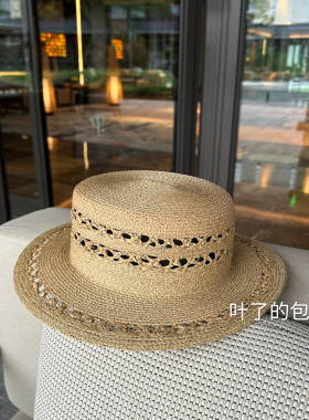 儿童拉菲草帽！海边度假手工编织草帽春夏秋出游镂空透气防晒帽