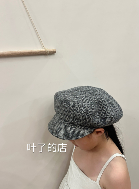 美拉德系 成人儿童男女帽贝雷帽复古棉麻八角帽子秋冬毛呢报童帽
