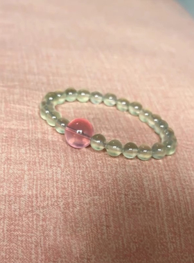 新中式天然葡萄石粉水晶手链女款