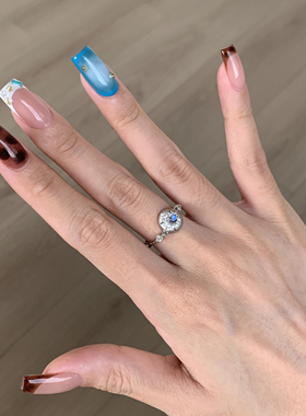 S925银蓝宝石拉丝闪钻戒指女2025