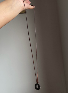 S925银古典做旧八角星吊坠项链女