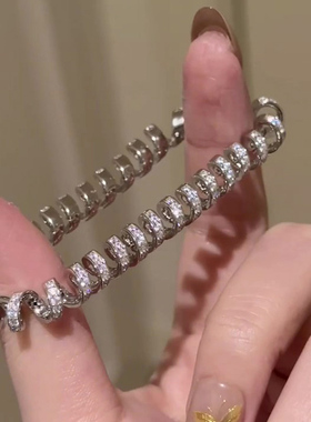 S925纯银中古超闪螺旋电话线手链