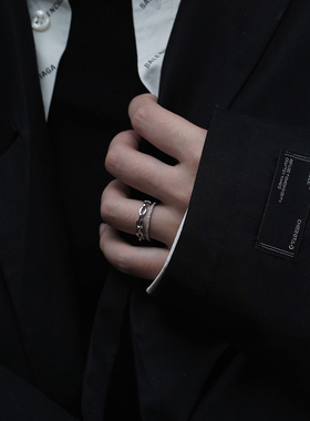 S925银圆环链条波浪戒指2025新款