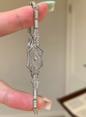 中古Vintage镂空蕾丝雕花手链女