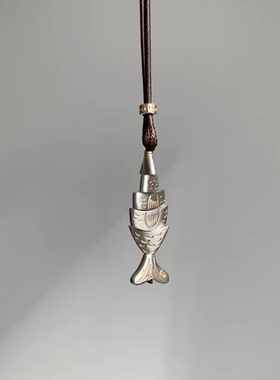 S925纯银复古金色拼接小鱼项链女