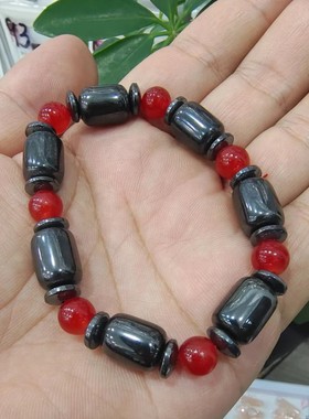 跨境货源磁性黑胆石手链男女通用手链有磁性磁石手链厂家批发代发