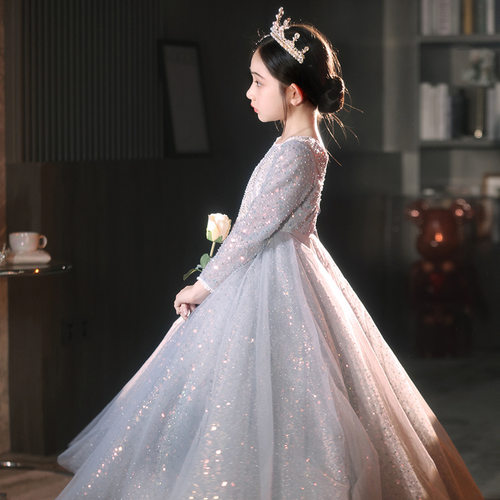 女童公主裙儿童走秀连衣裙公主生日礼服小提琴演出服钢琴演奏礼服 - 图1