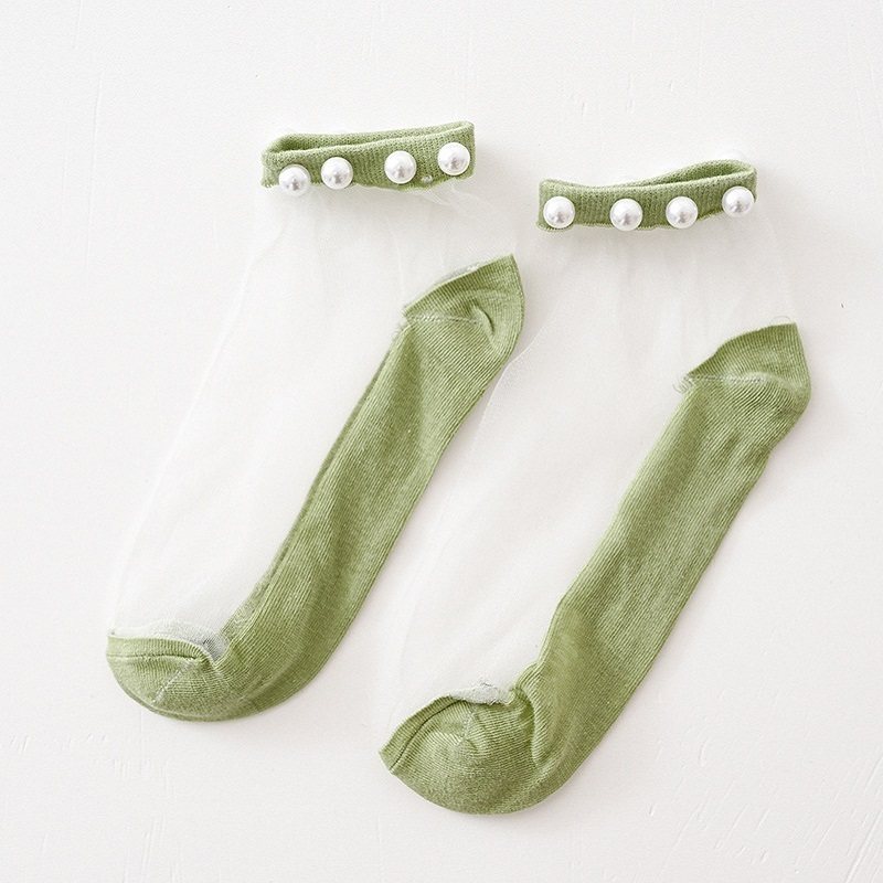 网红珍珠边女袜子夏天浅口少水晶袜 别样娇短袜/打底袜/丝袜/美腿袜