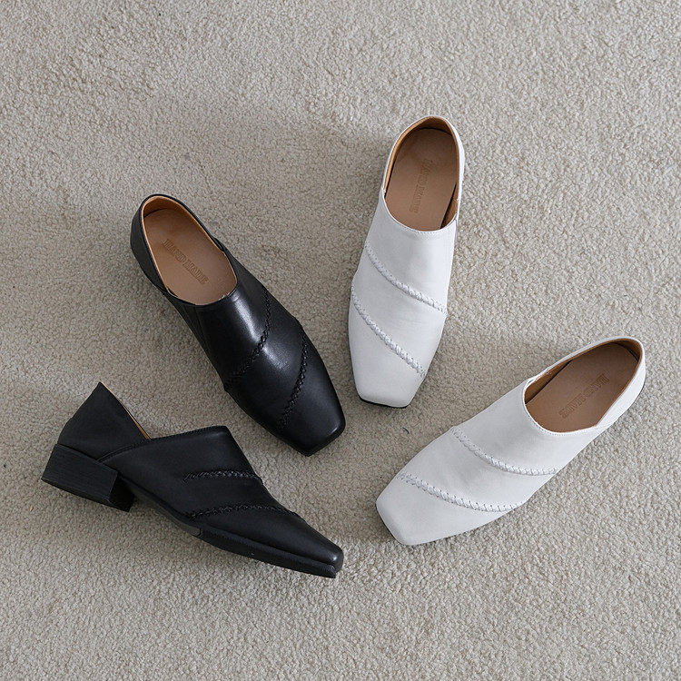 方头粗跟TPR(牛筋）胶粘工艺头层猪皮深口单鞋,淘宝优惠券,粉丝福利购,淘宝优惠卷