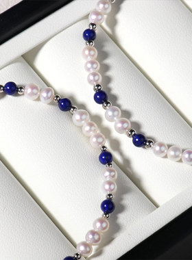 【流云府】国风弹力手链天然淡水珍珠新款女款baby珍珠青金石手串