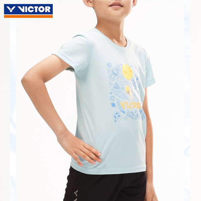 Victor Victory children's and youth badminton uniform sports short-sleeved T-shirt easy-drying knitted T-52041