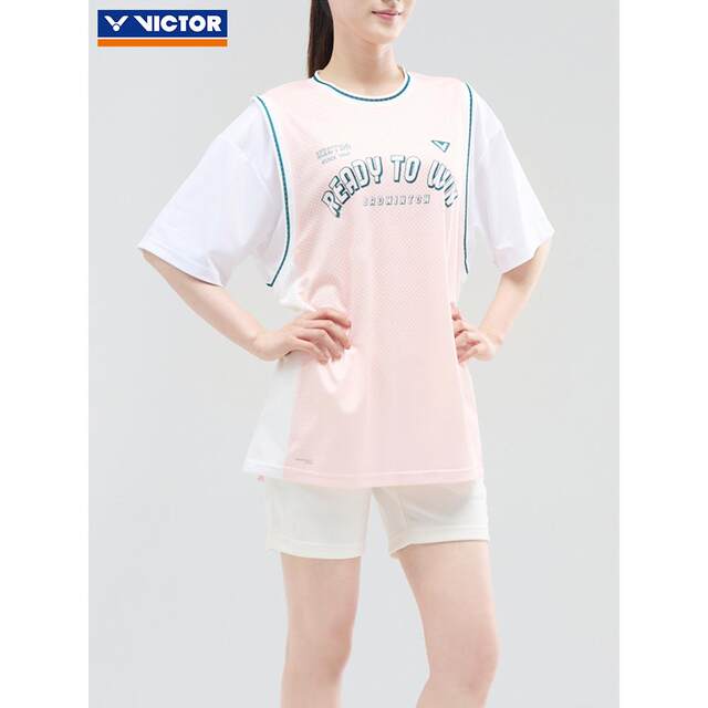 VICTOR Victory Victor Badminton Wear Women's Sportswear Loose Breathable Knitted T-Shirt Short Sleeve T-56002