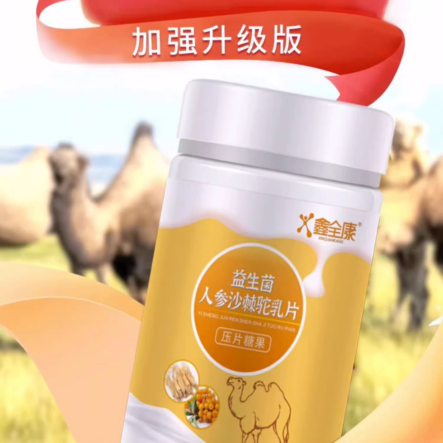 买2送1/3送2鑫全康益生菌人参沙棘驼乳片60片【正品】肠胃肠道