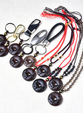 祥安灵阁鸿运相依吊坠黑曜石属牛2026年吉祥物男女生肖牛佩戴挂件