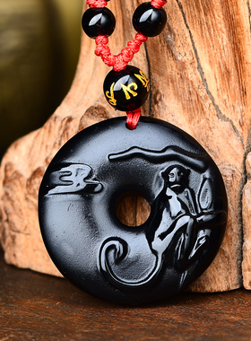 祥安灵阁猴运生辉吊坠黑曜石属龙2026年吉祥物男女生肖龙佩戴挂件