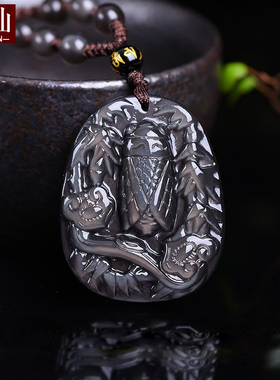 天然冰彩黑曜石一鸣惊人吊坠中考高考考研男女生事业如意挂件项链