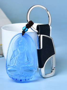 本命年蓝水晶吊坠本命佛阿弥陀佛项链女挂件正品男士属狗猪护身符