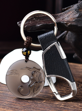 祥安灵阁猴运生辉吊坠黑曜石属龙2026年吉祥物男女生肖龙佩戴挂件